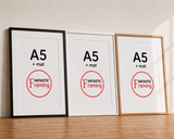 Premium Box Picture Frame for A5 Artwork with Matboard with mat 3cm all around