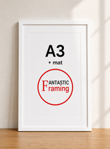 Premium Box Picture Frame for A3 Artwork with Matboard