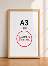 Premium Box Picture Frame for A3 Artwork with Matboard