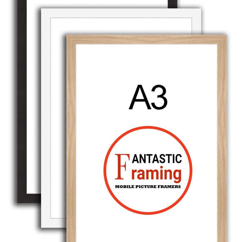 A3 frames in black, white, and wood from Fantastic Framing.